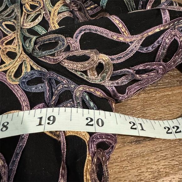 Casual Studio Black Floral Ribbon Swirl Embroidered Sheer Jacket L Art to Wear - Picture 8 of 10